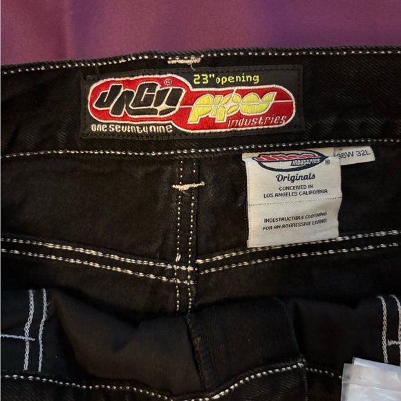 Mens JNCO Jeans Black Wide Leg 36/32 - Picture 4 of 7